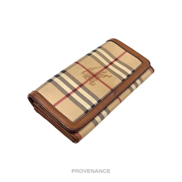 🔴 Burberry Long Snap Wallet - Haymarket Check Brown - Picture 4 of 10